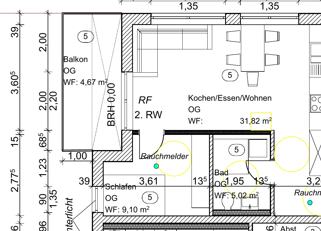 Grundriss Wohnung 5: kompakte 2-Zimmer-Wohnung mit Balkon, 50,61 m² im Obergeschoss